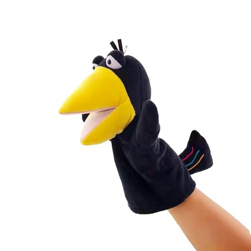 Idezek Tierhandpuppen,Handpuppen für Kinder | Krähe Plüschpuppe,Interaktive Stofftier-Handpuppe, Krähen-Handpuppe zum Geschichtenerzählen, Showspiel von Idezek