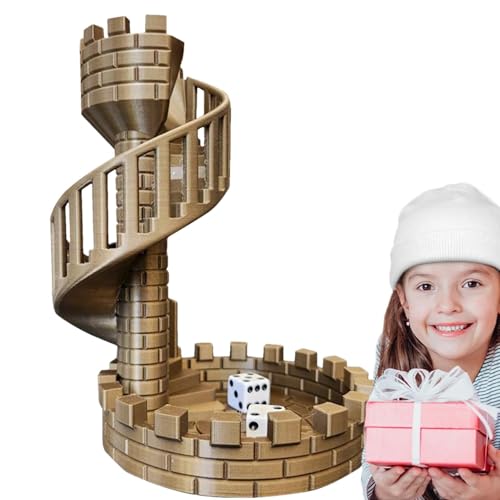 Würfelturm Schlosstreppe | Würfelturm im Mittelalter Stil | Family Dice Fair Game für Rollenspiele | Würfel Rolltablett Turm | Harz Würfelturm Schloss Ornamente für die Heimbar Dekoration von Idezek