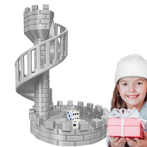 Würfelturm Schlosstreppe | Würfelturm im Mittelalter Stil | Family Dice Fair Game für Rollenspiele | Würfel Rolltablett Turm | Harz Würfelturm Schloss Ornamente für die Heimbar Dekoration von Idezek