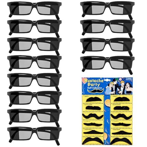 Idota Agentenbrillen Rückansicht Agent Brille, 12 Stück Detektiv Brille+12 Selbstklebende Künstliche Schnurrbärte, Spy Brille Partybrillen Spionagebrille für Kinder und Erwachsene Geburtstagsfeier Idota Agentenbrillen Rückansicht Agent Brille, 12 Stück Detektiv Brille+12 Selbstklebende Künstliche Schnurrbärte, Spy Brille Partybrillen Spionagebrille für Kinder und Erwachsene Geburtstagsfeier von Idota