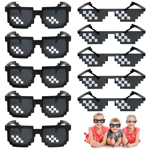 Idota 10 Pack Pixel Mosaik Brille, Sonnenbrille Unisex Lustige Brillen Coole Partybrillen, Lustige Brille für Partys/Verkleidungen/Foto Requisiten von Idota