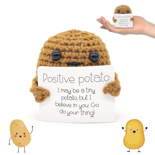 Idota Positive Potato, Inspirational Tiny Potato Puppe Lustige Gestrickte Kartoffel Motivationsgeschenke, Bester Freund Geschenk/Abschiedsgeschenk Kollegen/Seelentröster Geschenke Patient von Idota