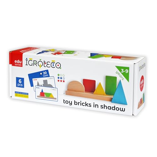 Igroteco® Geometrisches Holzspiel – Lernspiel für Kinder ab 3 Jahren, 5 Bunte Figuren und 20 Aufgaben, sichere Materialien, fördert logisches Denken und Feinmotorik von Igroteco