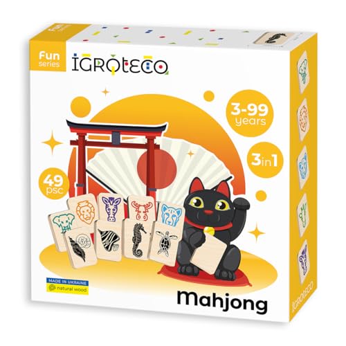 Igroteco® Kinder-Mahjong aus Holz – Pädagogisches Lernspiel mit Meeresbewohnern und Wildtieren, Fördert Logik, Gedächtnis & Feinmotorik, Langlebiges Holzspielzeug für Zuhause & Kindergarten von Igroteco