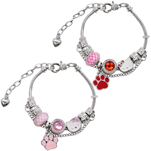 IhLux Armbänder Helloki-tty Mädchen Armbänder Charm Bead Armband Freundschaft Armbänder Personalisierte Armbänder Verstellbare Cartoon Armband Kreatives Geschenk Für Mädchen 2 Stück von IhLux