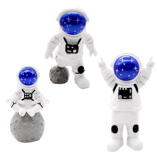 IhLux Astronauten Figuren Astronauten-Kuchenaufsatz Set 3pcs Raumfahrer-Kuchen Dekorationen Astronaut Modell Mini Astronauten Ornamente für Astronaut Thema Party Supplies von IhLux