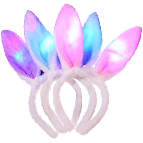 IhLux Bunny Ear Haarband, Plüsch Hase Ohren Haarbänder, Osterhase Ohren Weiß Rosa Fliege Schwanz Set Weihnachten Cosplay, Party Dekoration Flauschiger Kopfschmuck Mädchen Erwachsene von IhLux