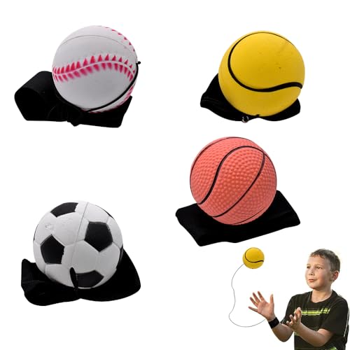 IhLux Handgelenk Return Ball Springball mit Schnur 4PCS 6cm Handgelenk Return Ball Fußball, Basketball, Softball, Baseball Kinderspielzeug Für Kind Erwachsener Sport Draussen von IhLux