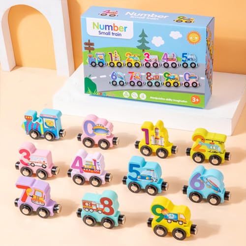 IhLux Holzzug, Montessori Spielzeug Zug Kinder mit Zahlen 0-9 Zählen Lernen, Holz Zug Set Magnetisches Alphabet Fahrzeug Eisenbahn Kinder Holz Zug mit Zahlen von IhLux