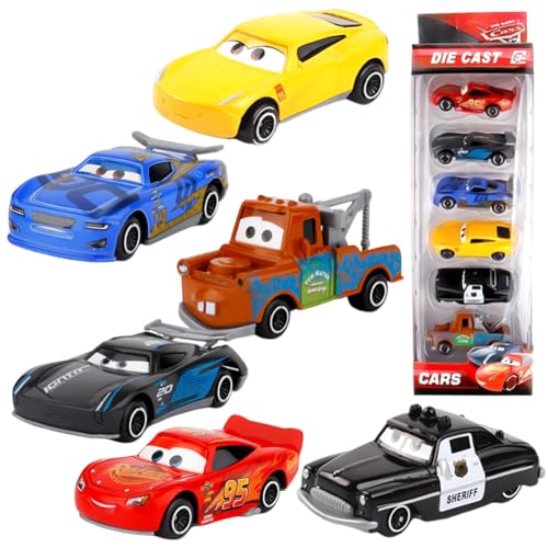 IhLux MccQueen Spielzeugauto, 6 Stück MccQueen Fahrzeuge Spielzeug Set Kleine Fahrzeuge Auto Spielzeug Rennauto Kinderidee Spielfahrzeuge Kinderspielzeug Fahrzeuge für Geburtstagsfeiern Geschenke von IhLux