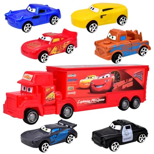 IhLux MccQueen Spielzeugtruck, 7PCS Lightniing Cars Fahrzeuge Spielzeug Set Spielzeugauto Fahrzeuge Auto Spielzeug Rennauto Kinderidee Spielfahrzeuge Kinderspielzeug für Geburtstagsfeiern Geschenke von Buosha