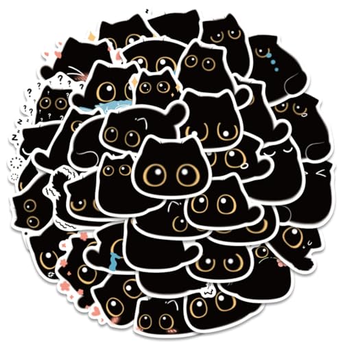 IhLux Nette Katze Aufkleber Schwarze Katze Aufkleber 100pcs Kawaii Katze Vinyl Wasserdicht Stickers Graffiti Aufkleber für Laptop Telefon Scrapbook,Skateboard Auto Gepäck Geschenk für Kinder von IhLux