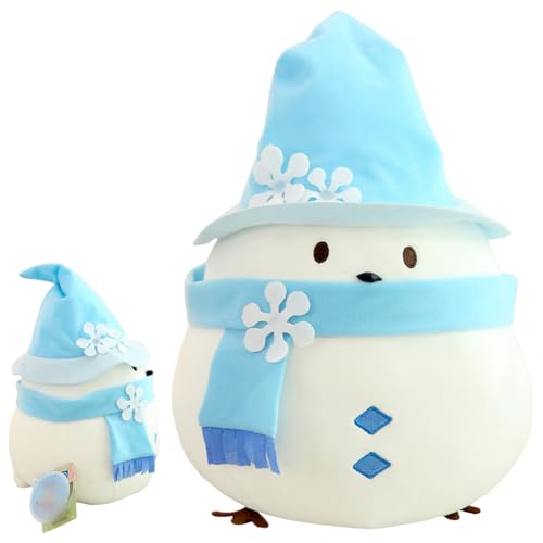 IhLux Schneemann Birdie Plüsch Puppe, 25 cm Blauer Vogel Plüschtier, Kawaii Plüsch Kissen, Druckentlastend Kuscheltiere Spielzeug, Für Kinder Mädchen Junge Festival Kuschelkissen Geschenk von IhLux