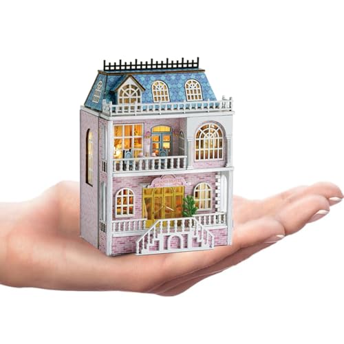 Iiecreat Miniatur-Haus-Set, Book Nook, DIY, Miniaturhaus, Garten, 3D, Puppenhaus, Miniatur, aus Holz, mit Möbeln und LED-Lichtern, für Zuhause, kreative Geschenke (D018) von Iiecreat