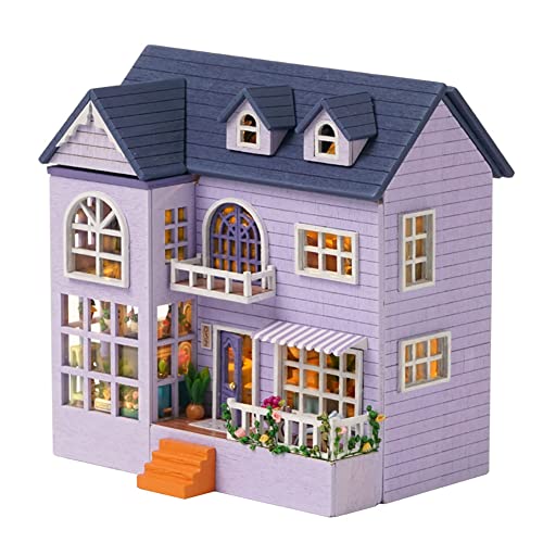 Iiecreat Miniatur-Haus-Set, Book Nook, DIY, Miniaturhaus, Garten, 3D, Puppenhaus, Miniatur, aus Holz, mit Möbeln und LED-Lichtern, für Zuhause, kreative Geschenke (D031) von Iiecreat
