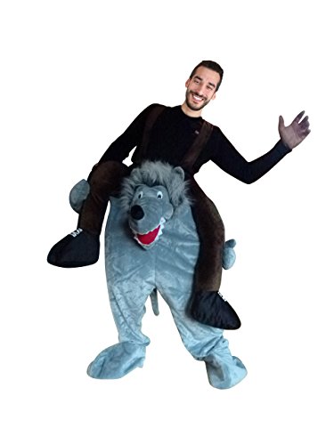 Ikumaal Carry-me Wolf-Kostüm, F106 M-XL, für Erwachsen-e Männer Frau-en, Wolfs-Rudel Wölfe Huckepack Paar- Gruppen-Kostüme Fasching Karneval Faschingskostüm-e von Ikumaal