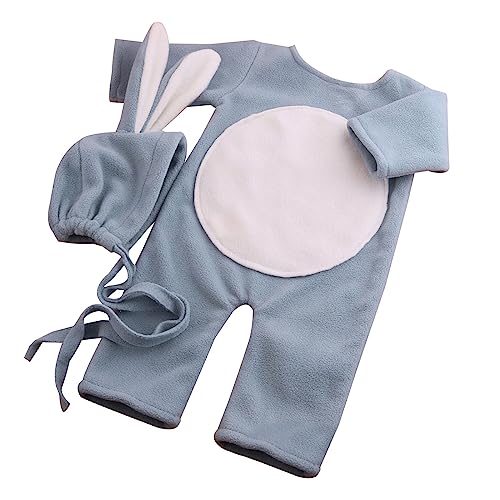 Illkjasfc 2Pcs Baby Body Set Neugeborenen Fotografie Requisiten Kostüm Hüte Strampler Overall Kleinkinder von Illkjasfc