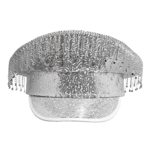 Illkjasfc Auffälliger Kapitän Hut mit Diamant-Quasten, Hochzeit, Party, Braut, Kapitänshut, Halloween, Bühnenauftritte, Hut für Erwachsene von Illkjasfc