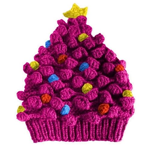 Illkjasfc Gestrickte Weihnachtsbaummütze, hält den Kopf warm, Dekorationen für Feiertage, Geburtstag, Neujahr, Party-Dekorationen von Illkjasfc