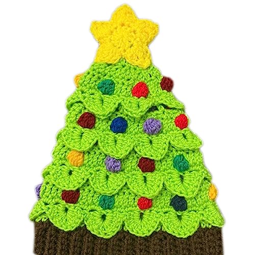 Illkjasfc Gestrickte Weihnachtsbaummütze, hält den Kopf warm, Dekorationen für Feiertage, Geburtstag, Neujahr, Party-Dekorationen von Illkjasfc