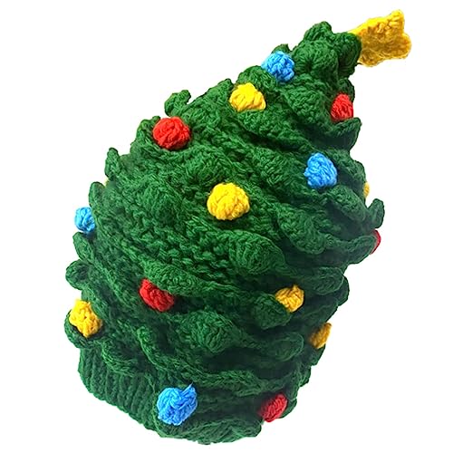 Illkjasfc Gestrickte Weihnachtsbaummütze, hält den Kopf warm, Dekorationen für Feiertage, Geburtstag, Neujahr, Party-Dekorationen von Illkjasfc