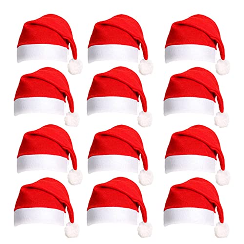 Illkjasfc Weihnachtshut 12 Pack Plüsch Santa Hats Für Weihnachtskostüm Weihnachtsfeiern Vorräte von Illkjasfc