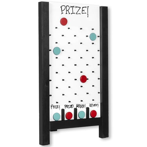 Ilyapa Plinko Board – Großes tragbares Preisabwurfspiel für Veranstaltungen und Messen – 35,6 x 61 cm einseitiges Penny-Drop-Spiel – inklusive 8 Münzscheiben, Whiteboard-Schild aus Holz, A-Rahmen, von Ilyapa