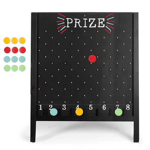 Ilyapa Plinko Board – Großes tragbares Preisspiel für Veranstaltungen und Messen, doppelseitiges Penny-Drop-Spiel, 69 x 104 cm, inklusive 16 Münzscheiben, Kreidetafelschild aus Holz, A-Rahmen, von Ilyapa