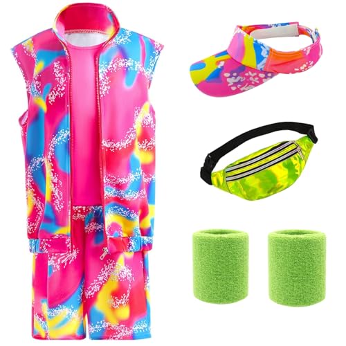 Im.Create 80er 90er Jahre Ken inspiriertes Neon Kostüm Set für Herren - Lebendiges Retro Outfit - Erwachsene Halloween & Mottopartys, Neon Workout Kostüm, L von Im.Create