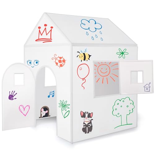 Imagine Playhouse - Immer Wieder neu bemalen & abwischen - Spielhaus Kinder Indoor & Outdoor mit Stiften und Aufkleber - Montessori Spielzeug ab 3 Jahre Kinderspielzeug Geschenk Mädchen & Junge von ImagiNew Playhome