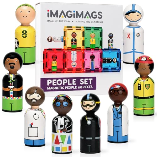 Imagimags Magnetische Bausteine, 8 Stück Menschen Charakter-Set für Jungen Mädchen Kinder, Actionfiguren, Lernaktivität Baustein Kleinkind Spielzeug, STEM, Kinder ab 3 Jahren von Imagimags