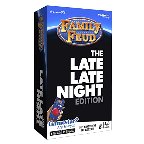 Family FEUD Late Late Night Edition Kartenspiel, alles andere als familienfreundlich, 400 freche Umfragefragen, ergänzende Soundeffekte aus der Show mit Gamestar App von Imagination Gaming