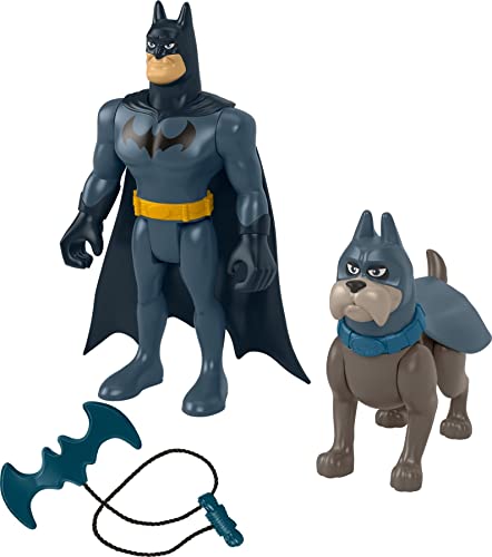 Fisher-Price DC Super Pets HGL03 - DC League of Super-Pets Batman & Ace, Set mit 2 beweglichen Figuren und Zubehör, Spielzeug für Kinder ab 3 Jahren von Fisher-Price