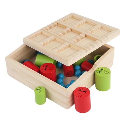 Imtrub Einzelspieler -Schachbrett, Holzperlenspiel für Kinder - 2 in 1 Wood Kids Schachspiel | Reisen Bildung Big Eat Small Strategy Toys für Outdoor -Aktivitäten von Imtrub