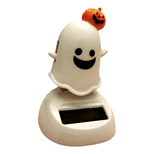 Imtrub Halloween Solar Wackelkopf | Solar Ghost Shaking Head Ornament Auto Armaturenbrett Dekorationen - Schüttelkopf Ornament Automatisch Nicht Verblassen Niedliche Halloween Solar Tanzfiguren von Imtrub