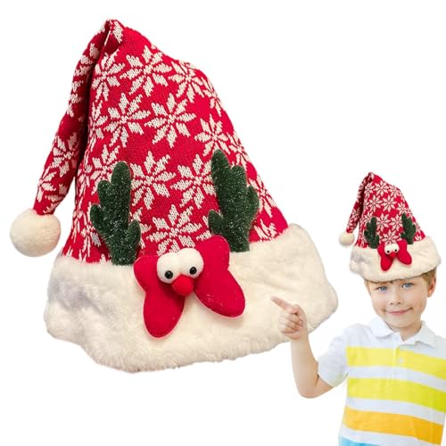 Imtrub Niedliche Weihnachtsmütze für Kinder, Pailletten-Weihnachtsmütze, rote Weihnachtsmütze, Weihnachtsmann, Hirsch, Geweih, Urlaub, Weihnachtsdekoration, für Damen und Herren von Imtrub