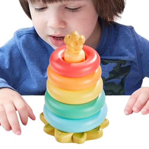 Imtrub Ring Stapler Babyspielzeug, Bildungsringstapler - Rainbow Educational Sensory Toys für Kleinkind,Developmental Fine Motor Skill Sensory Spin Wheel für Zuhause, Klassenzimmer, Reisen von Imtrub