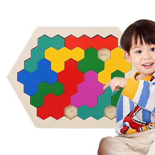 Imtrub Tangram-Puzzle aus Holz, Sechseck-Tangram-Puzzle,Sechseck-Puzzles für Kinder und Erwachsene - 3D-pädagogisches Logik-Intelligenzspiel für das logische Denken von Kindern von Imtrub