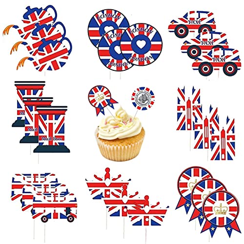 Imtrub Union Jack Cake Toppers, Union Jack National Cocktail Fruit Cupcakes Toppers, Small Stick Cupcake Toppers UK Flags Union Jack Fruit Cupcakes Toppers von Imtrub