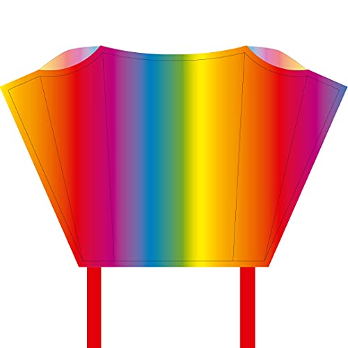 HQ - Sleddy, Kinderdrachen Einleiner, ab 5 Jahren, 50x76cm und 1.9m Drachenschwanz, inkl. 17kp Polyesterschnur 40m auf Spule, 2-6 Beaufort… (Rainbow) von HQ HIGH QUALITY DESIGN
