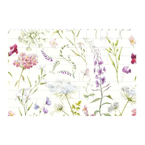 Aquarell Blumen Wildblumen, Baustein-Block-Puzzles Puzzles Spielzeug Familienspiel von InOmak