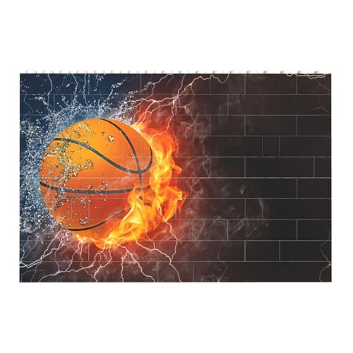 Basketball Ball auf Feuer und Wasser, Baustein-Block-Puzzles Puzzles Spielzeug Familienspiel von InOmak