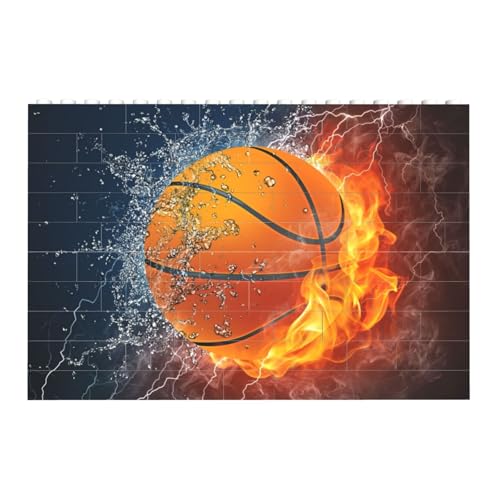 Basketball in Wasser und Feuer, Baustein-Block-Puzzles Puzzles Spielzeug Familienspiel von InOmak