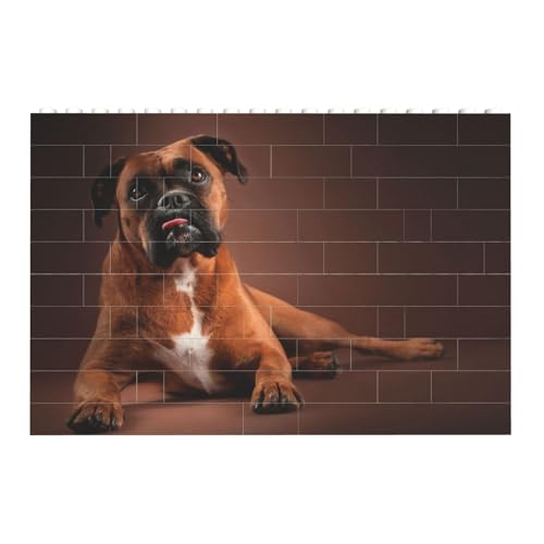 Cooler liegender Boxerhund, Baustein-Block-Puzzles Puzzles Spielzeug Familienspiel von InOmak