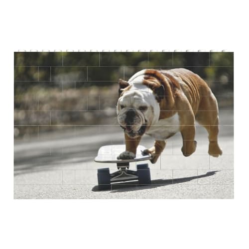 Englische Bulldoggen Bokeh Skateboard Haustiere Englisch, Baustein-Block-Puzzles Puzzles Spielzeug Familienspiel von InOmak