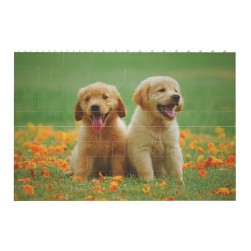 Golden Retriever Welpe Hund, Baustein-Block-Puzzles Puzzles Spielzeug Familienspiel von InOmak