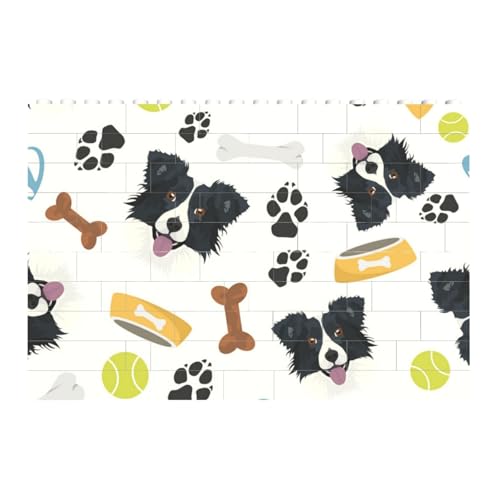 Lächelnder Hund Border Collie, Baustein-Block-Puzzles Puzzles Spielzeug Familienspiel von InOmak