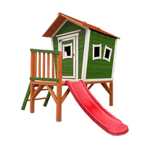 InTheMarket Kinderspielhaus mit Rutsche | 215 x 175 x 192 cm | Gartenspielhaus für Kinder | langlebig, witterungsbeständig | Geräumiges Spielhaus mit offenen Fenstern | sicheres & stabiles Design von InTheMarket