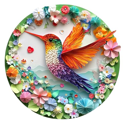 Holzpuzzle für Erwachsene, 300 Teile Holzpuzzle Tiere für Erwachsene Kinder, Einzigartiges Tierform Puzzle, Papierschnitt-Kolibri Unregelmäßige und einzigartige Rätsel(L-34.3 * 34.1cm) von Individz