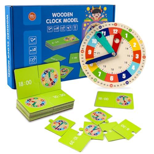 Indrnif Uhr Zum Lernen Für Kinder, Montessorispielzeug Für Kleinkinder, Lernuhr, Uhr Lernspielzeug,Tragbare Holzuhr Kinderspielzeug,Frühes Lernen, Pädagogisches Spielzeug,Geschenk Für Kleinkinder von Indrnif